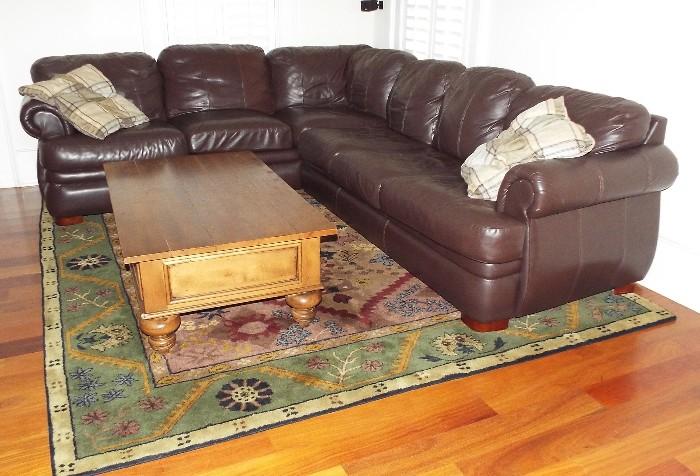 Leather Comfy Sectional SLEEPER Sofa
ETHAN ALLEN Large Pine Cocktail Table
