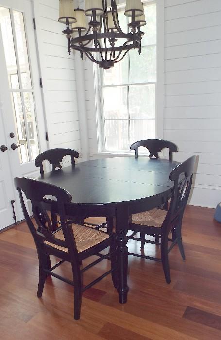 Lacquer Black Table and Six Chairs