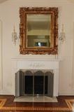 Fireplace, Scrren and Mirror with Wall Sconces
