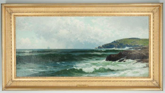 Alfred Thompson Bricher Oil on Canvas, "Grand Manan Island"