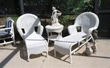 Vinyl-coated wicker Chaise Lounges & Table