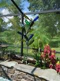Glass bottle garden tree: metal table & 2 chairs