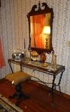 Chippendale-style mirror: Iron & Glass Console Table: Victorian Piano Stool