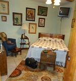 Mid-century Rosewood Bedroom suite: Bed, floor lamp, dresser & mirror: chest of drawers