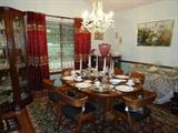 Dansk Dining Table with 2 leaves: 6 DR chairs: English Curio cabinet: Wedgewood China: cut glass & more!!