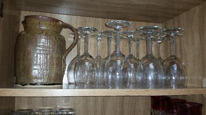 Pottery Jug, Wine Glasses