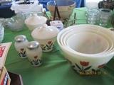 Fire King Fireking nesting bowls set of 4, grease jars, and salt and pepper