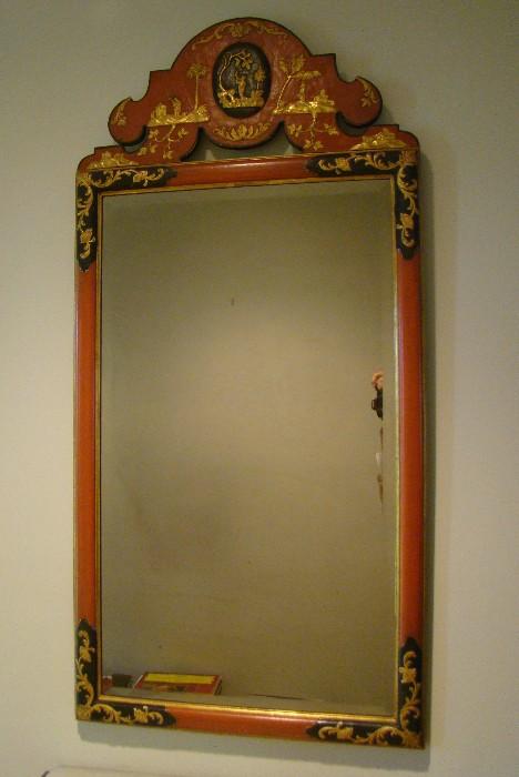 Red and Black Chinoiserie Mirror