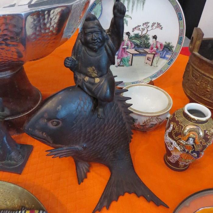 Vintage Buddha on Fish, Japan Vase, etc.