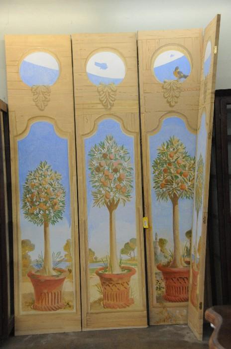 Painted four panel screen
