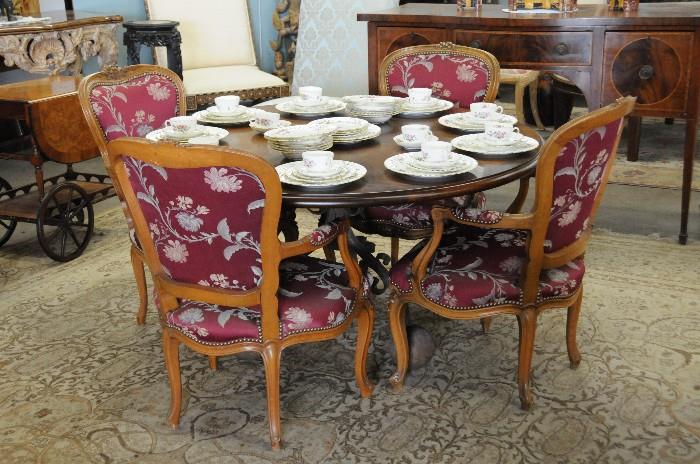 Country French dining table and chairs