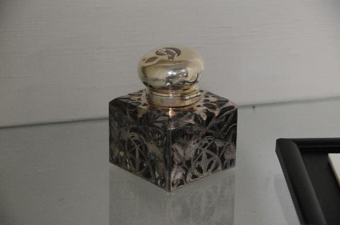 Silver overlay inkwell 