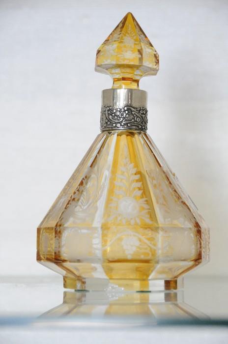 Glass  and silver decanter