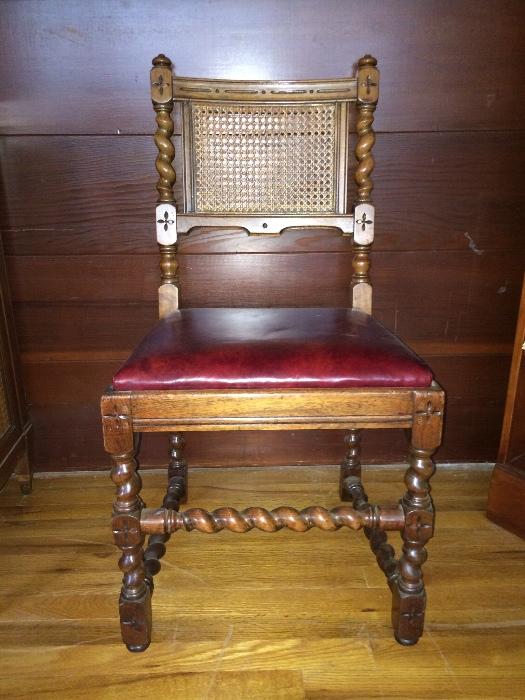 Set of 4 solid wood chairs with beautiful carved details if great shape ! 