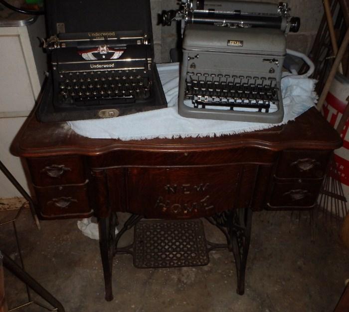 New Home Sewing Machine.  Old Typewriters