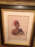 Detail on Antique Native American Picture: 19"w x 23"h