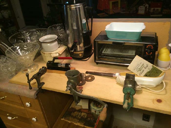 nut cracker, meat grinder, cheese grater, electric knife, toaster oven