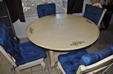 Vintage round drop leaf table with 4 chairs