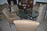 Glass table with 4 high back chairs 