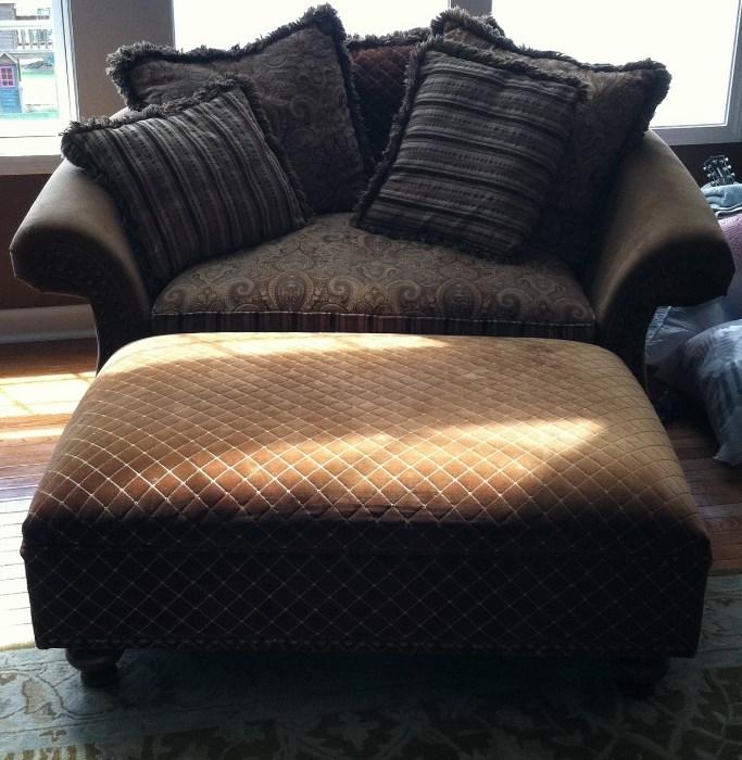 upholstered oversized chair and ottoman