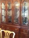 china hutch, Noritake 8 pl setting, hand painted crystal