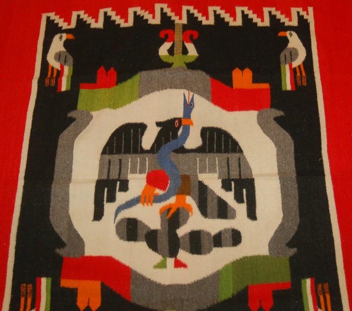 Wool Mexico Symbol Rug, Circa 1920