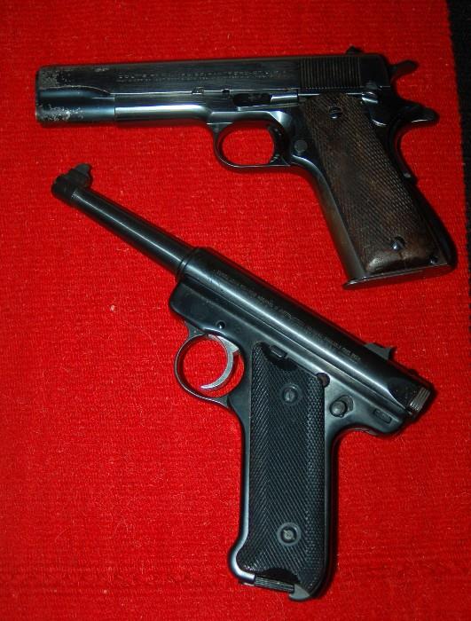 .38 Colt Super Automatic & Ruger .22 Long Rifle Hand Guns