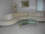 Sectional with glass coffee table