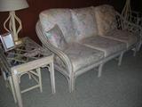 Rattan sofa and end table
