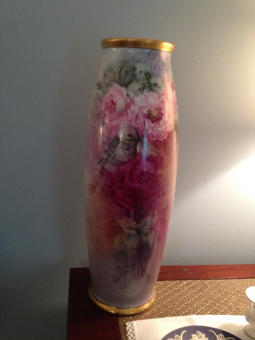 Limoges 22" signed vase