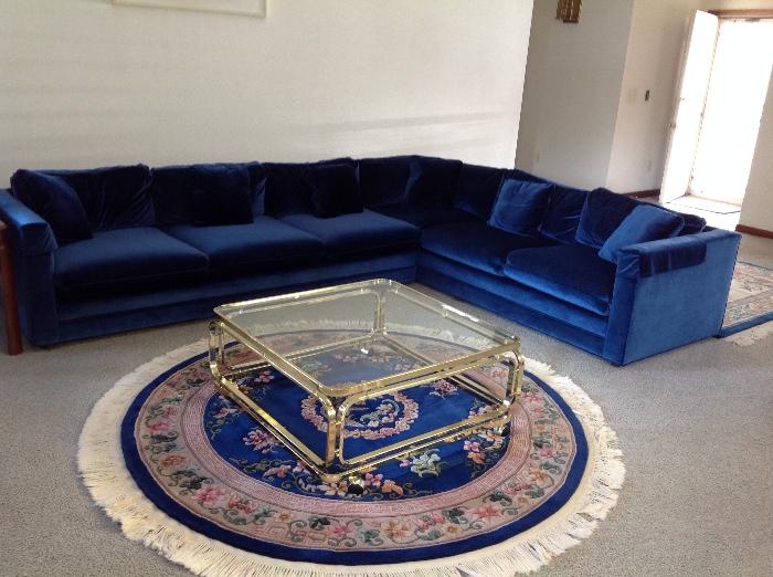 Huge Drexel sectional sofa in royal blue