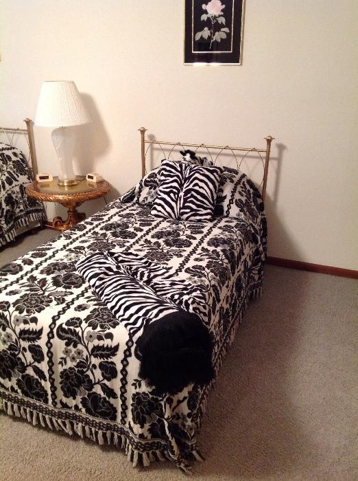 black and white twin bed bedding,zebra, gold headboard twin bed frame-set of two, Hollywood Regency