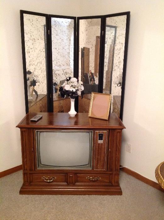 Mirrored panels, retro TV
