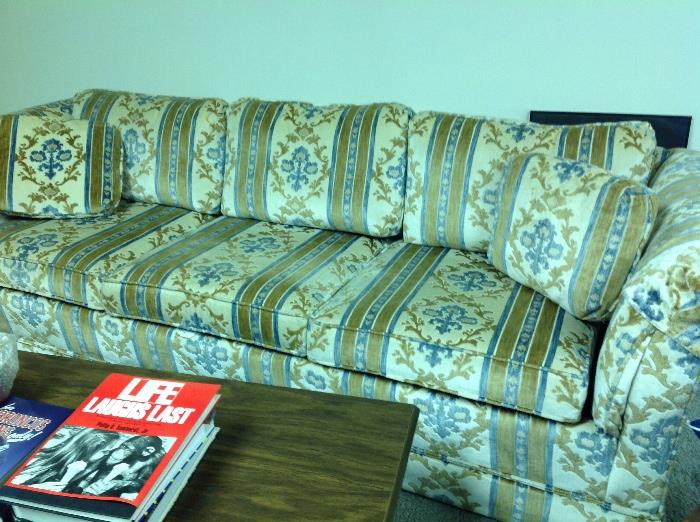 Large retro velvet sofa