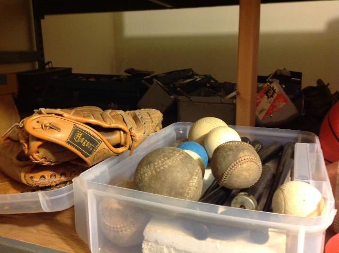 Baseball and softballs, mits