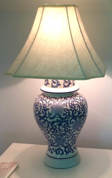 One of a pair of reproduction Chinese 'Ming' style lamps.
