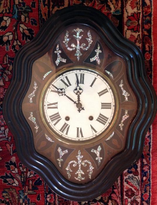 Napoleon 3rd, mother-of-pearl inlaid wall clock.