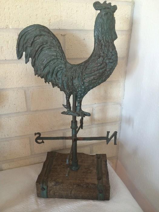 Cast iron rooster weather vane