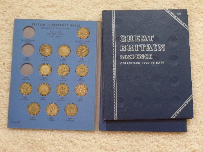 British coin collection, 3pence silver, etc.