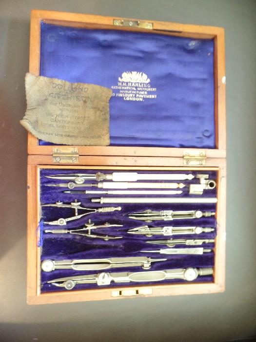 19th c. English mathematical instrument set by Harling