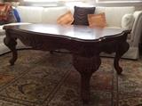 Solid inlaid wood table 20" high, 3' wide and 55" long