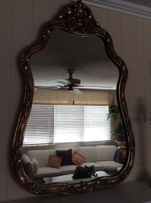 Gold tone mirror 41" tall and 29" wide