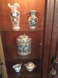 Hand painted glass, pottery and more china