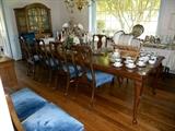 Gorgeous Hickory Chair Queen Ann Dining Room Table and 12 Matching Chairs