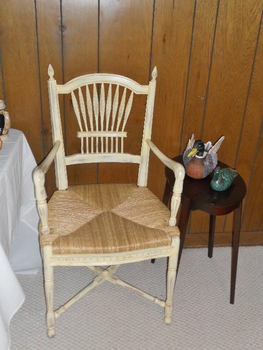 Beautiful Cream and Glazed Side Chair with Wheat Motif on back and woven seat--perfect condition and nice touch to any style of decor