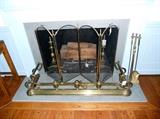 Brass Fire Screen, Andirons, Utensils and Fender