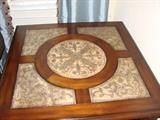 end table with metal inlay