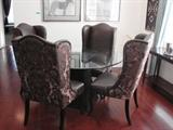 dining set with five chairs in faux leather
