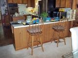 SWIVEL OAK BAR STOOLS (3)