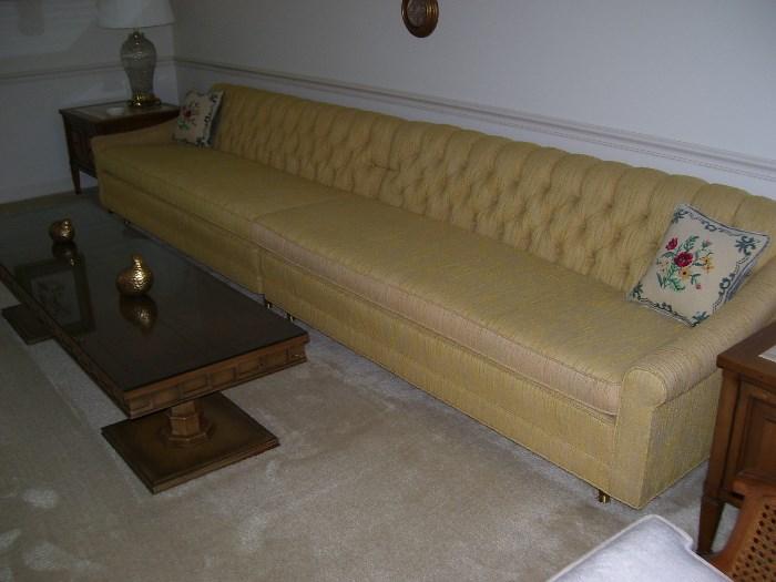 Custom made sofa that can be used as a sectional, sort of Hollywood Regency style